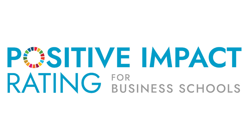 Misty forest with tall evergreen trees and overlaid text reading 'LOUGHBOROUGH BUSINESS SCHOOL – PROGRESS WITH PURPOSE' alongside the Loughborough University logo